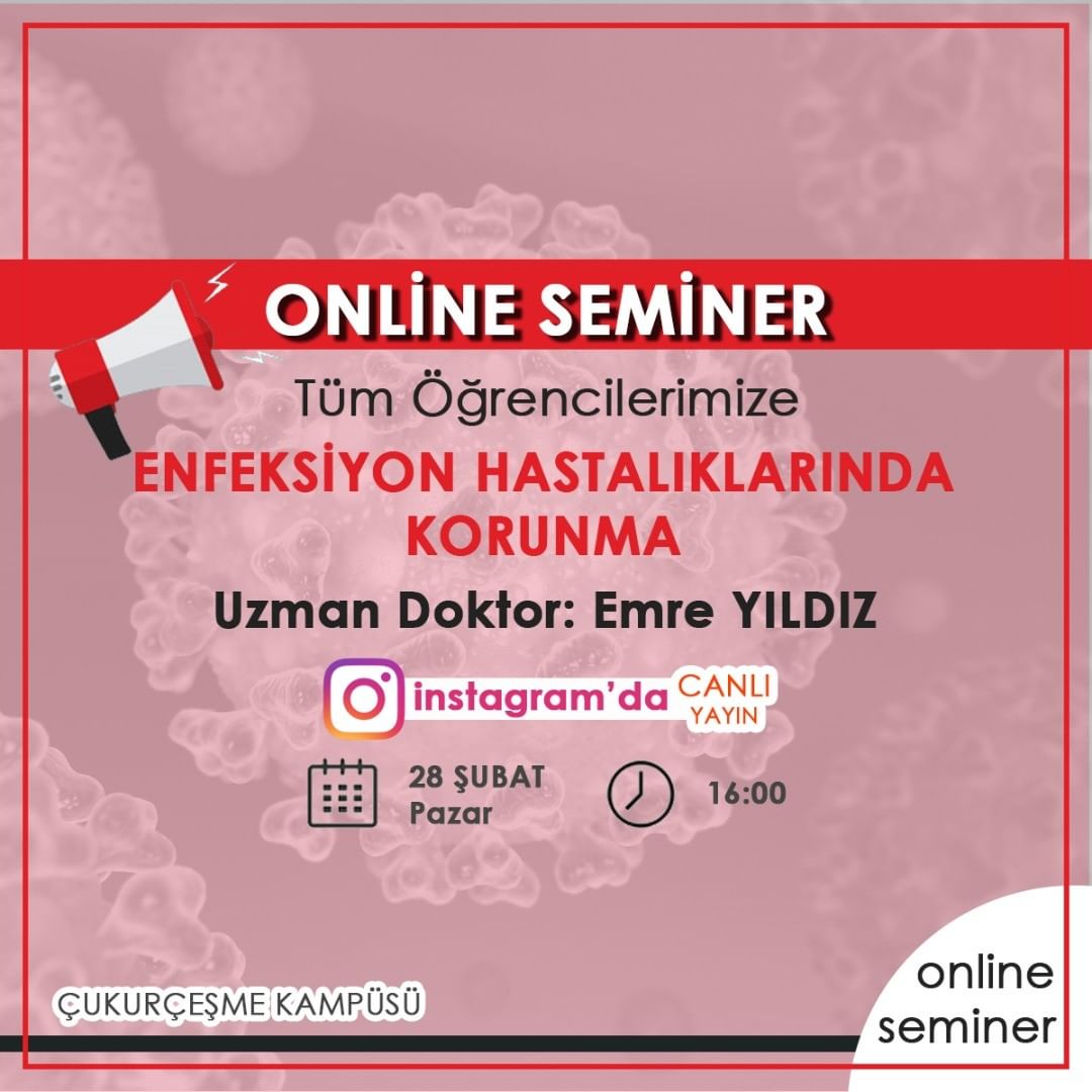 Enfeksiyon Hastalıklarında Korunma Semineri 28 Şubat Pazar Saat 16.00'da